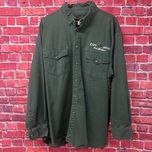 LL Bean Mens Long Sleeve Button Down Cotton Twill Shirt Hunter Green XL Regular